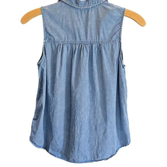 Jane & Delancy Button Up Tie At Waist Blue Short-sleeved Blouse. Size L - Picture 2 of 8